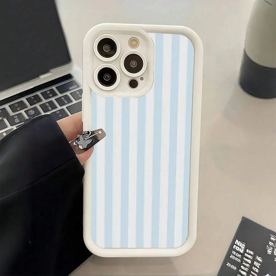 Blue Stripe Pattern Soft Silicone Phone Case