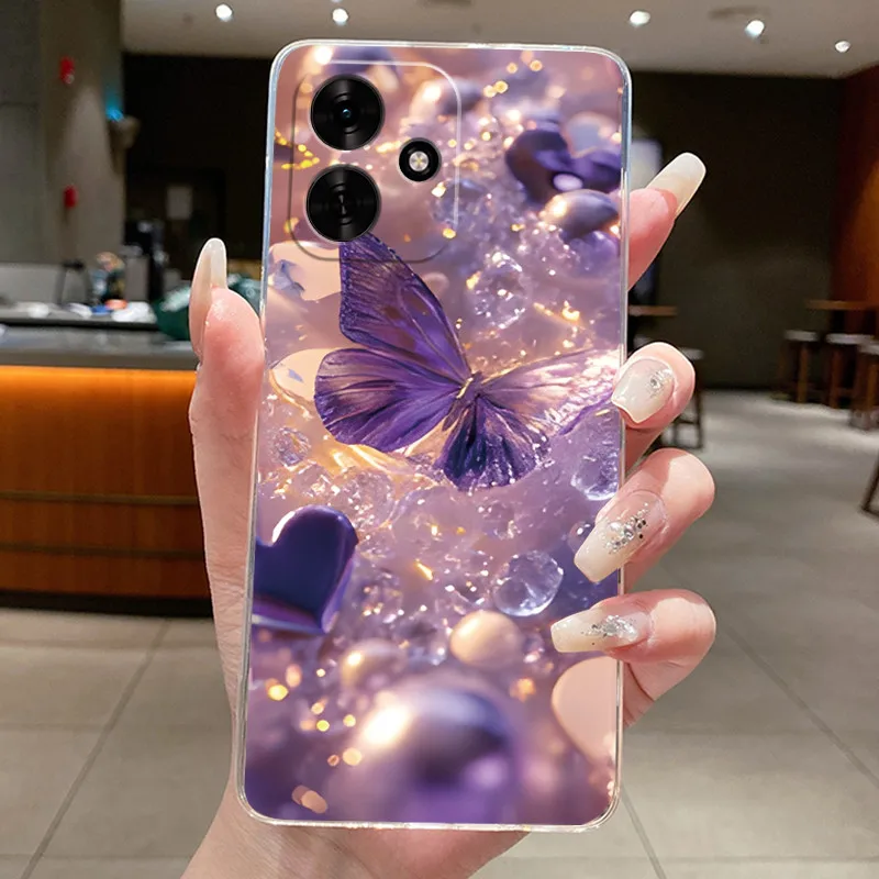 Clear Luxury Fashion Butterfly Flowers Soft TPU Silicone Phone Case