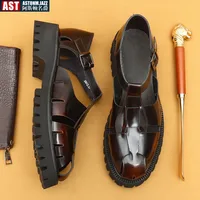 Platform Genuine Leather Sandals Outdoor Sneaker Beach Rubber Flip Flops Water Trekking Summer Men Classic Roman Sandals Slipper