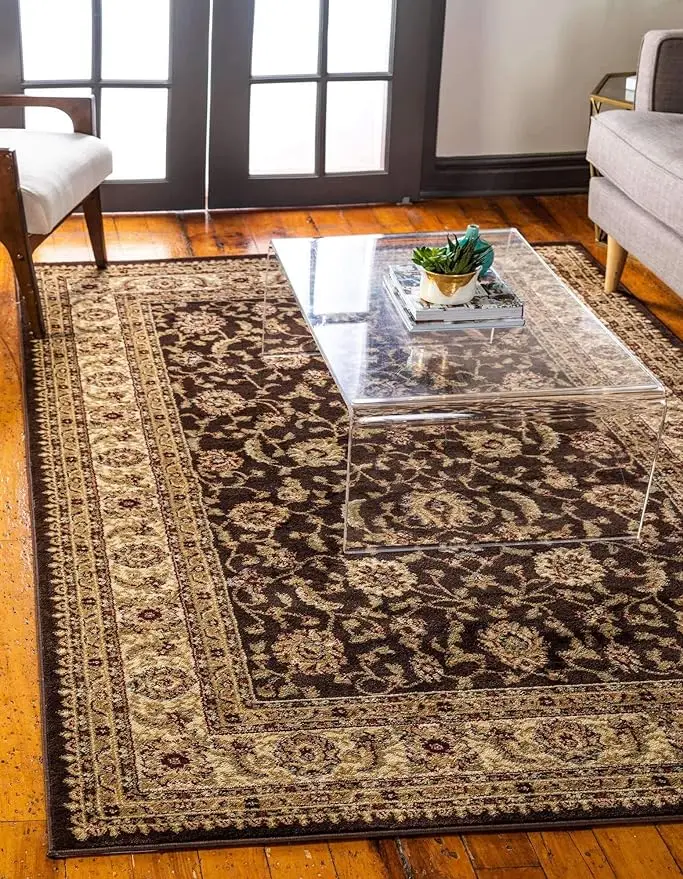 

Voyage Collection Traditional Oriental Classic Intricate Design Area Rug (10' 0 x 13' 0 Rectangular, Brown/Ivory)