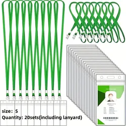 Transparent Resealable Card Holders with Lanyard - Durable PVC ID Holders for School, Office, and Certificates (20 - Pack) (20 sets)