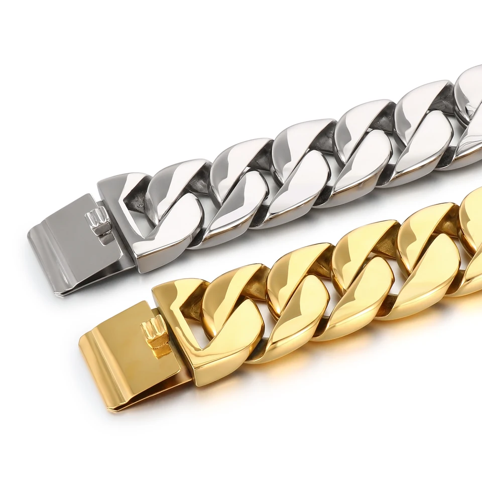 Bracciale Da Uomo Con Catena A Cordolo Largo 31 Mm In Metallo Pesante Da Uomo In Acciaio Inossidabile Gioielli Maschili Masivi Bracciali Da Uomo Braccialetti Sulle Mani - Foto 7