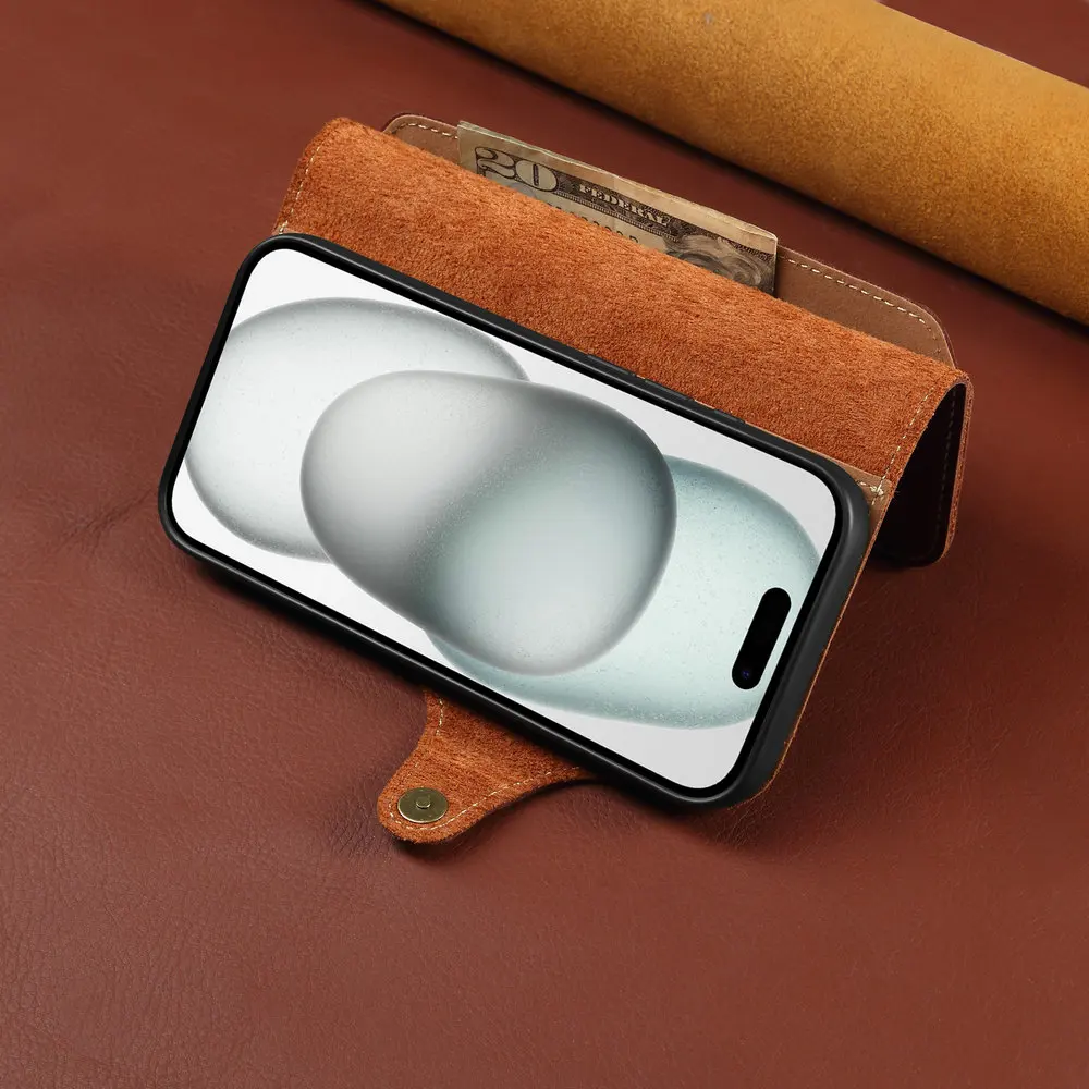 Luxury Genuine Leather Wallet Cover - Premium Flip Case with Card Holder