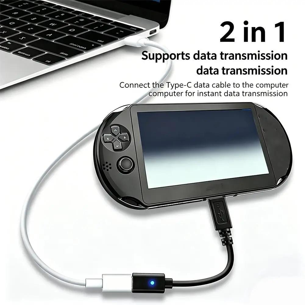 PS Vita 2000 컨트롤러 어댑터용 10cm USB C 충전 케이블, 플레이스테이션 게임 콘솔용 C타입 LED 변환 코드, 전원 케이블