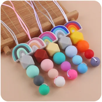 Baby Teether Food Grade Silicone Beads Nursing Mom Necklace Baby Gift BPA Free baby gum chewing pendant Accessories Toys 1