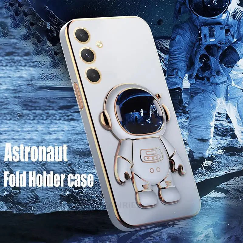 Astronaut Holder Luxury Plating Silicone Stand Case