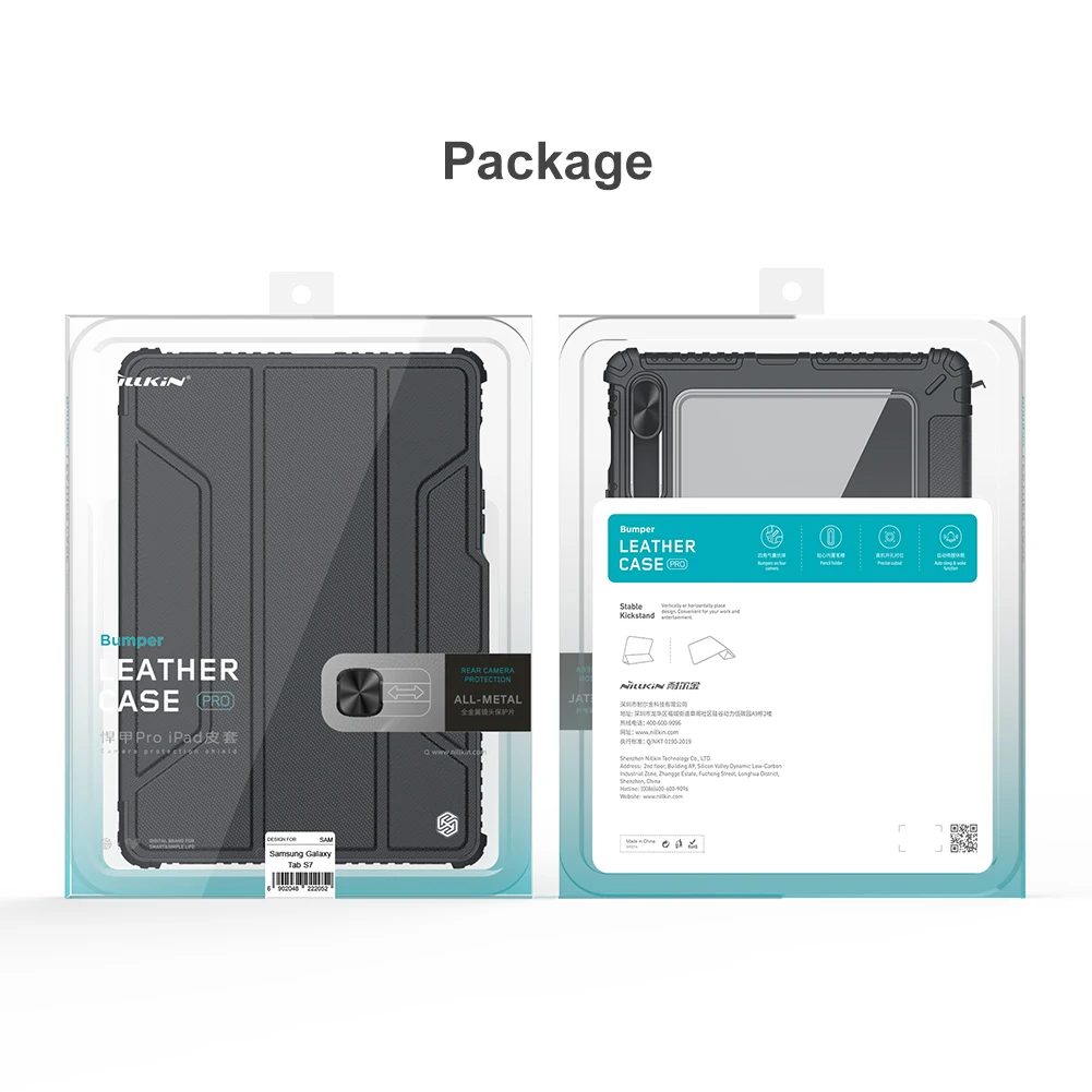 Nillkin-estojo de Couro para Samsung Galaxy Tab s7 Plus s7 Mais Smart Flip Back Cover com Proteção da Câmera Slide - Imagem 3