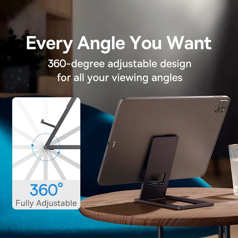 حامل مكتبي معدني قابل للطي - للآيباد والكمبيوتر ال...