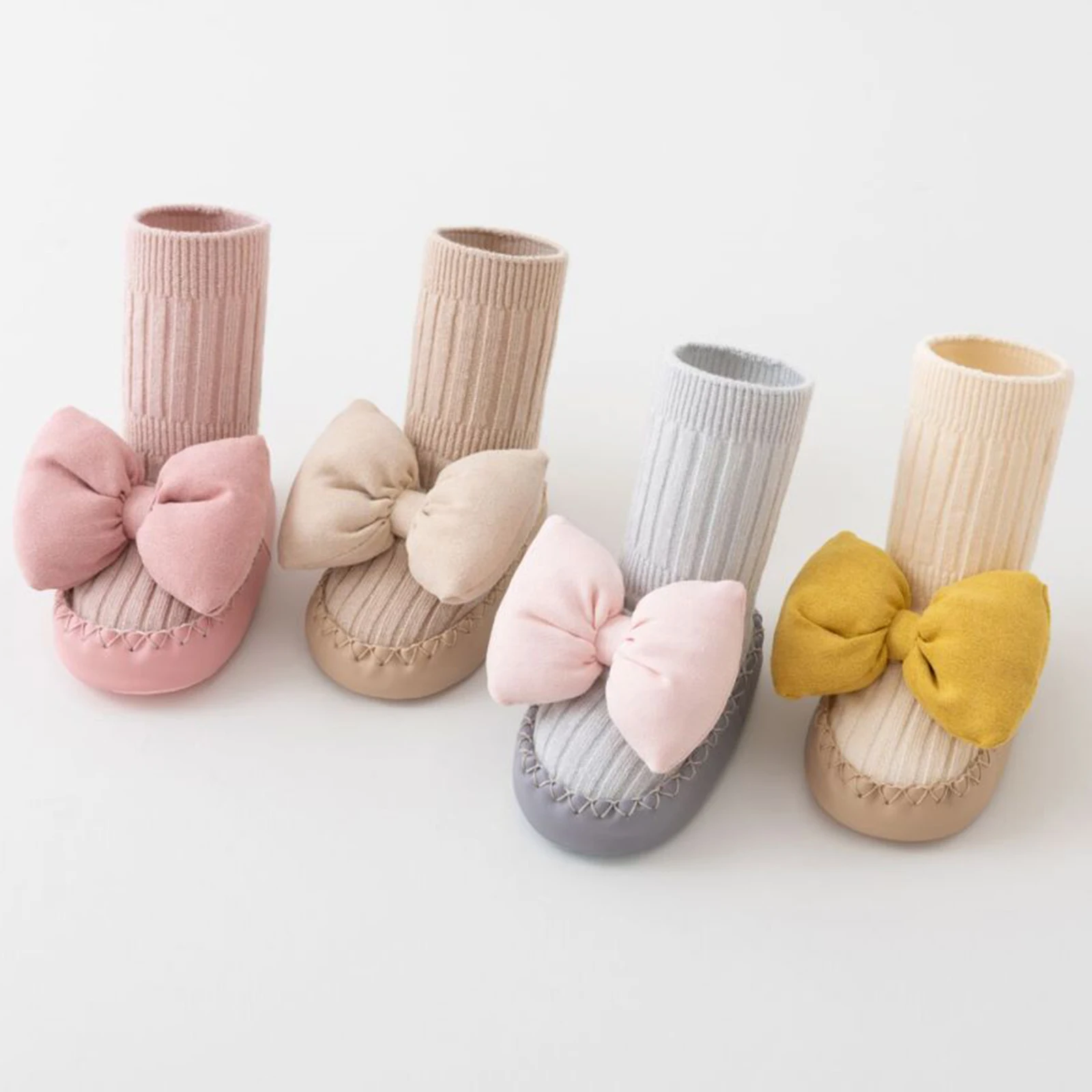 Baby Girl Princess Anti Slip Floor Shoes Socks Soft Non-slip Cute Bow Flats Warm Walking Shoes for Newborn Toddler First Walkers toddler shoes