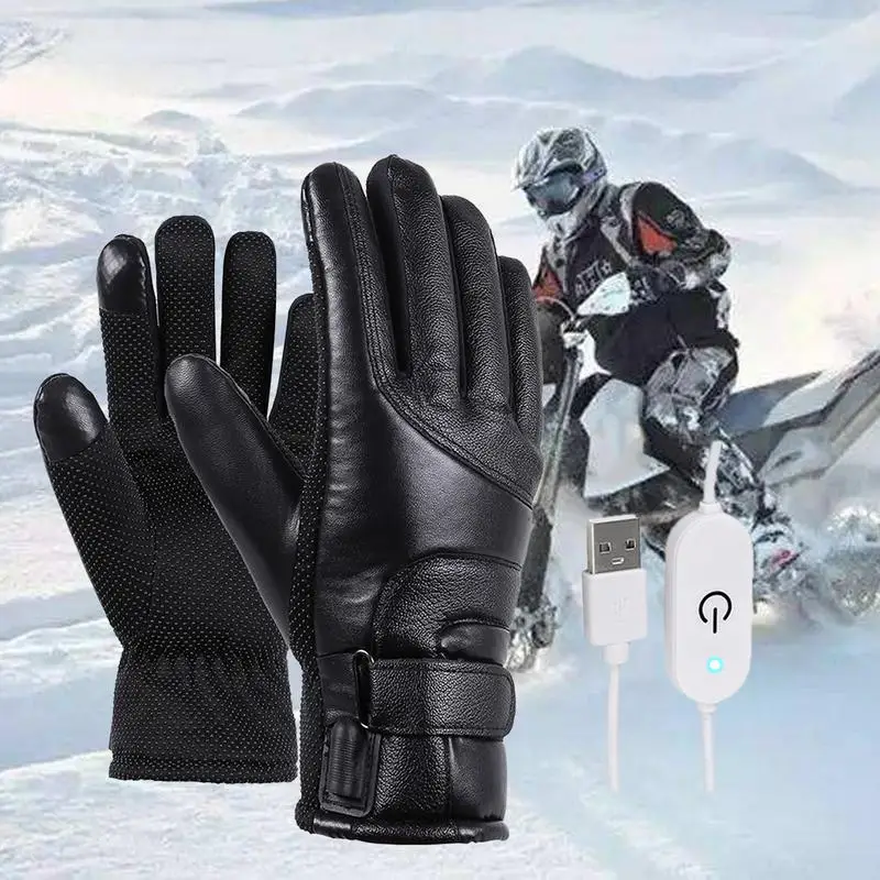 

1pair Heated Gloves Motorcycle Winter Moto Heated Gloves Warm Waterproof Rechargeable Heating Thermal Gloves For Snowmobile