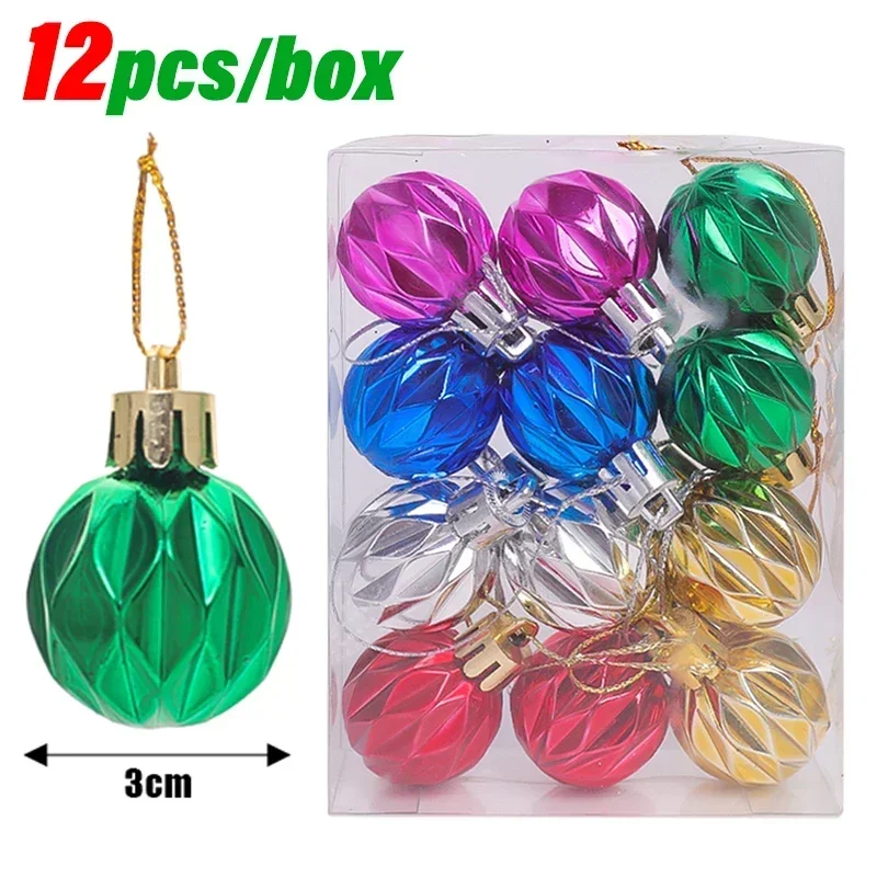thumbnail image 1 of Juego de 12 a 120 minibolas navideñas para colgar en el árbol de Navidad, bolas de colores, adornos para fiestas de Año Nuevo, decoración del hogar, 1 of 5