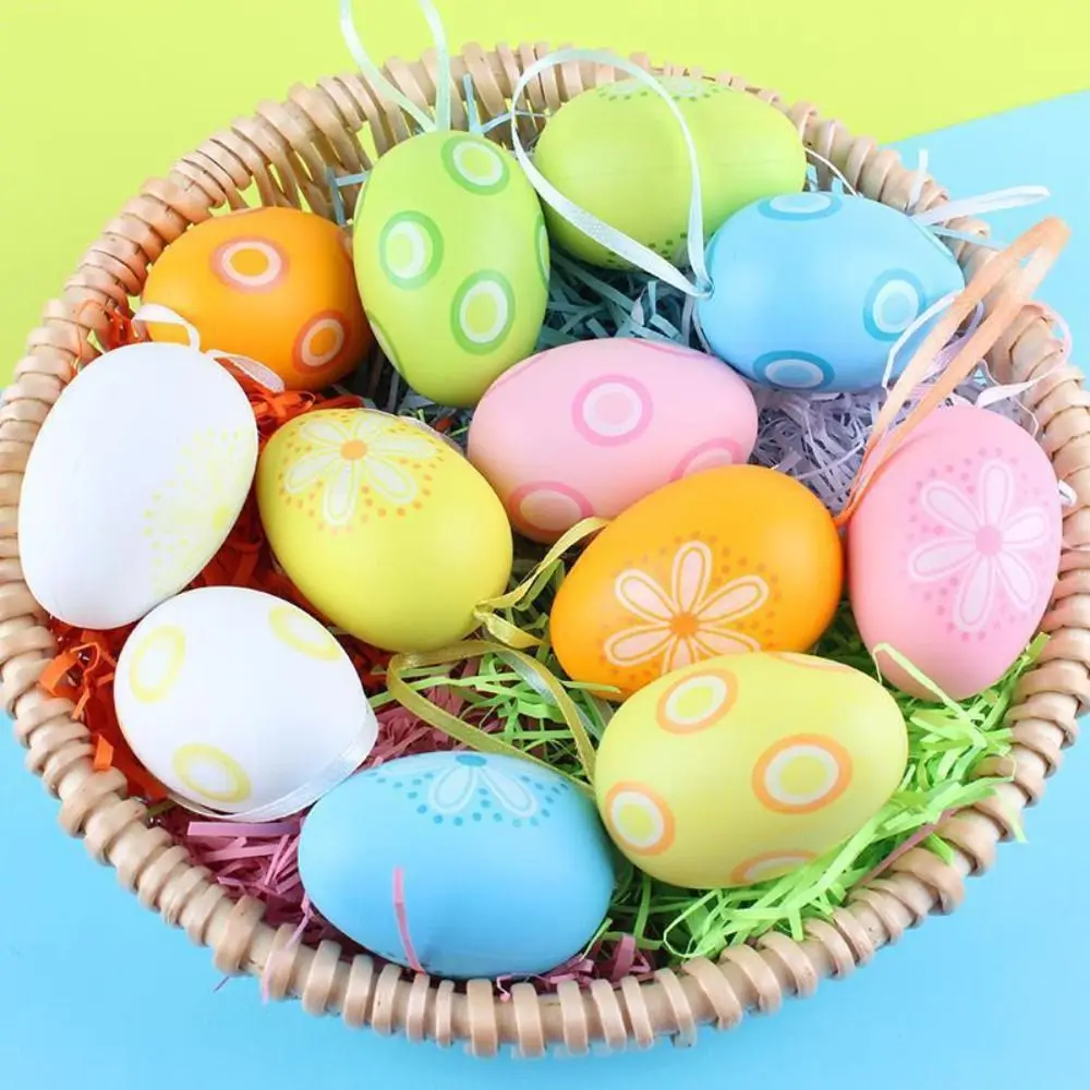 

Пасхальные яйца ручной росписи для детского сада, 12 шт., цветовые подарки, Искусственный Кролик, счастливая Пасха, искусственное украшение для дома