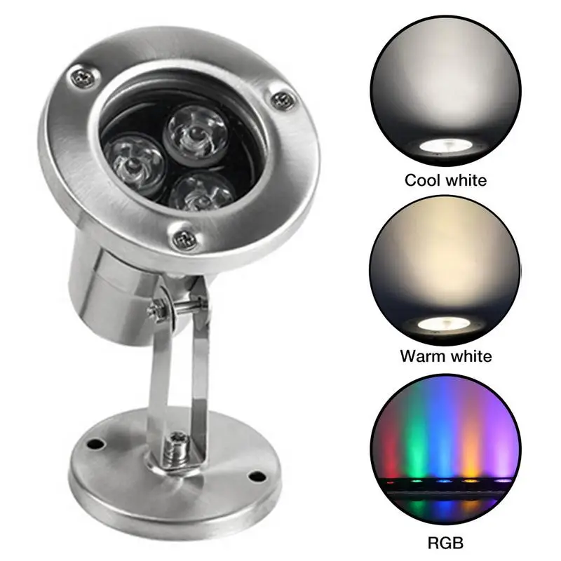 

Stainless Steel Anti-corrosion Floodlight Lamp IP68 Waterproof RGB LED Underwater Light For Fountain Aquarium Swimming Pool 12V