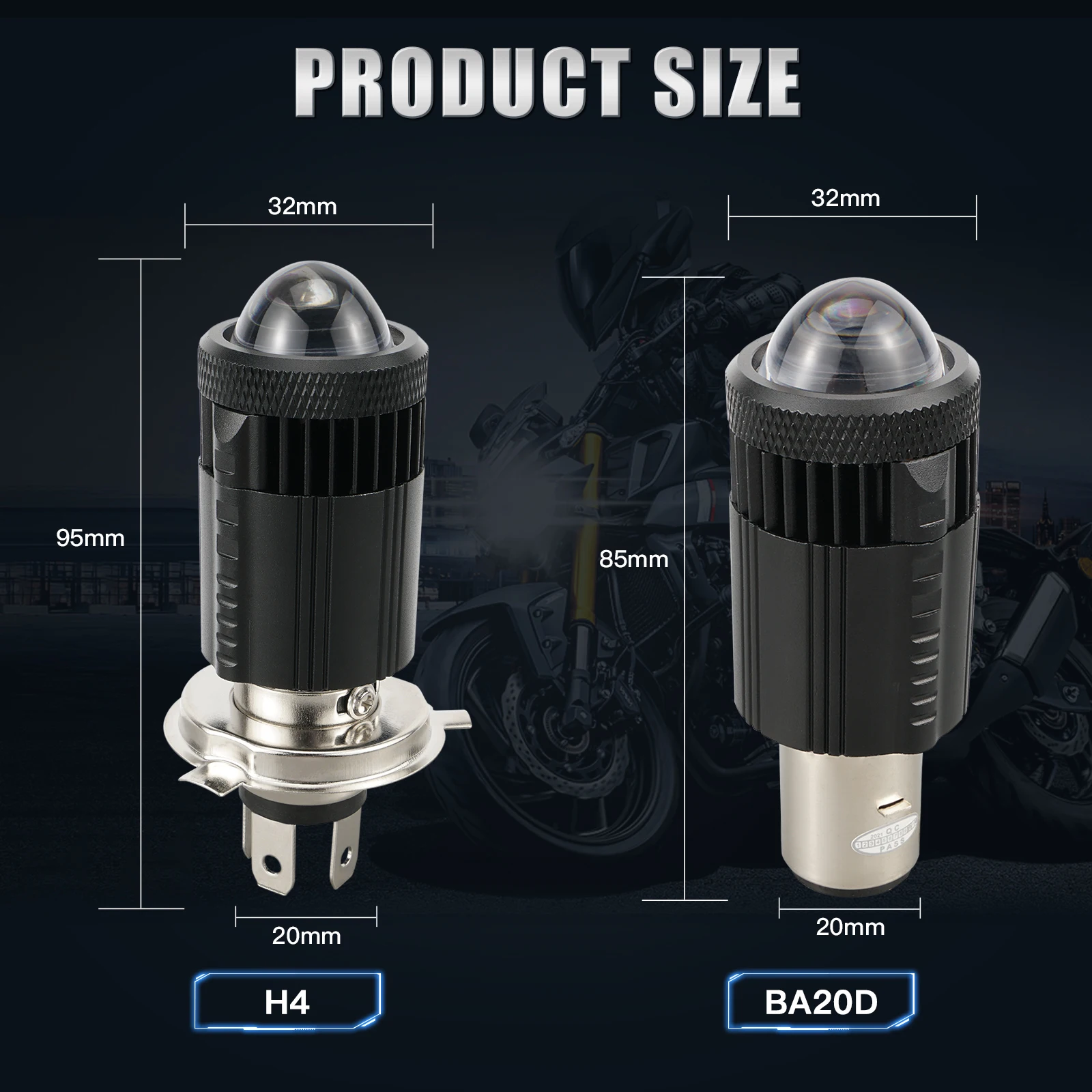 Bevinsee Ampoule H4 LED Moto BA20D H6 LED Motorcycle Headlight