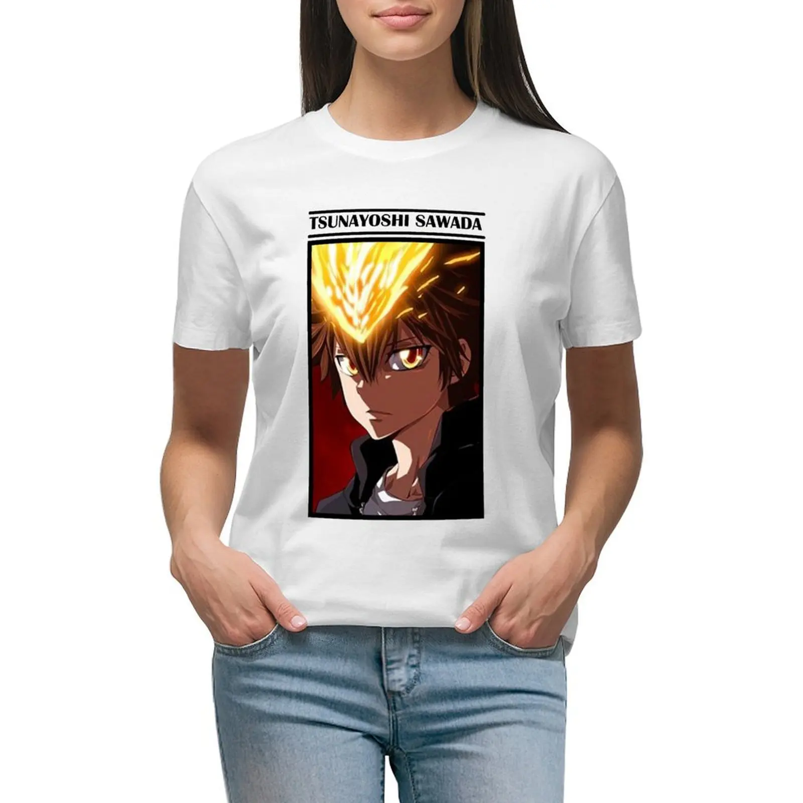 Tsunayoshu Sawada Katekyo Hitman Reborn Fan Art T-Shirt Plus Size Top Camicetta T-Shirt Dress For Women Plus Size