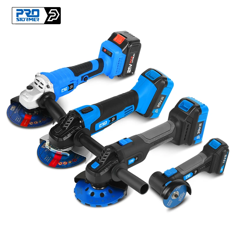 

12V/20V/21V Brushless Angle Grinder Cordless Cutting Electric Grinder Polishing Machine Li-ion Battery Power Tools By PROSTORMER