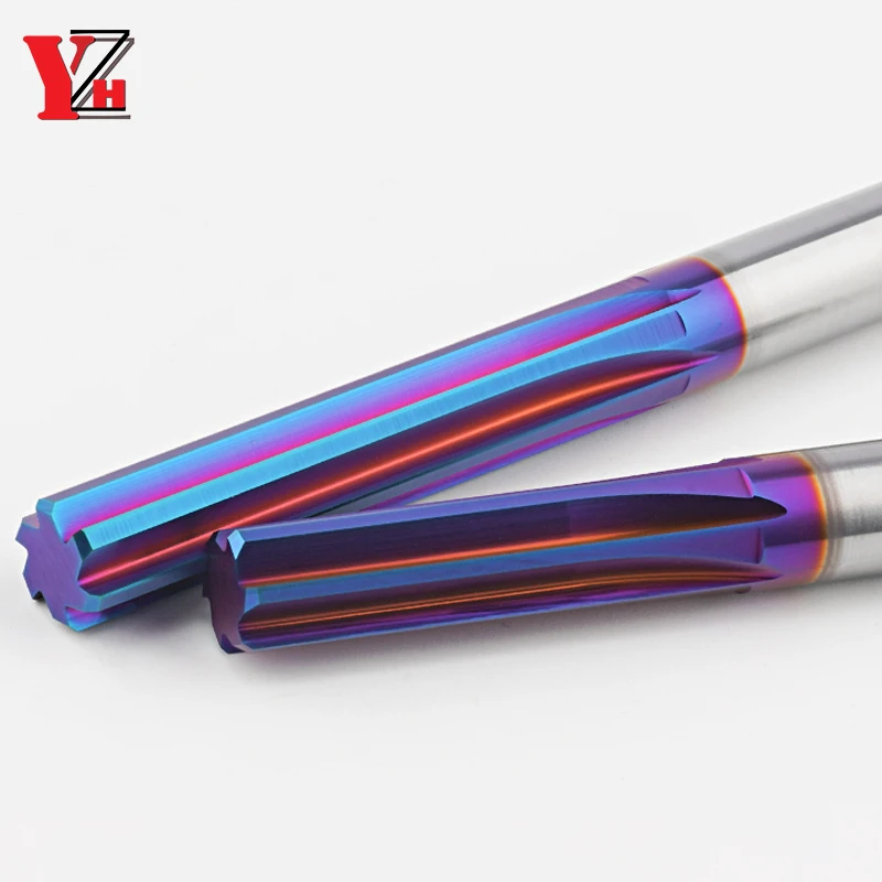 YZH Machine Reamer hand reamer hss reamer steel reamer tools HRC68 Coated Straight Groove 4F 6F Tolerance H7 Harened Steel Metal Cutter CNC inner Hole 2mm ~20mm