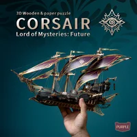 MMZ MODEL DIY 3D Wooden Puzzle Fantastic Spaceship Corsair Assembly Model Kits Toys For Children Kids Girls Birthday Gift 1