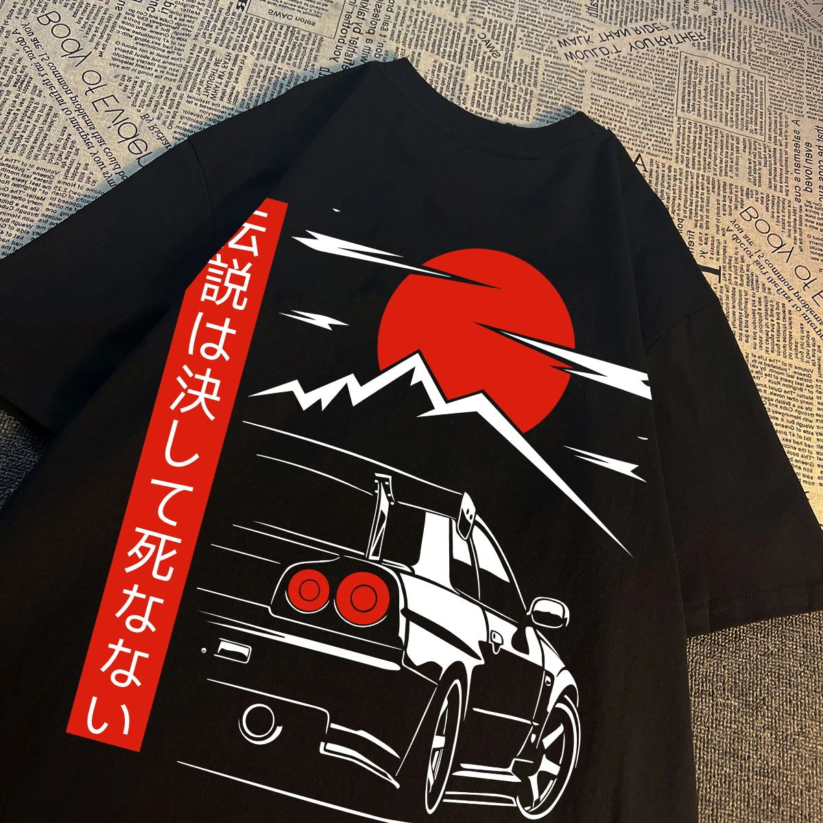 Japanischen Stil Auto JDM Kultur GTR Racing T Shirts Männer Frauen Straße Tragen Original Design Übergroßen 100% Baumwolle Paar Tops Tees