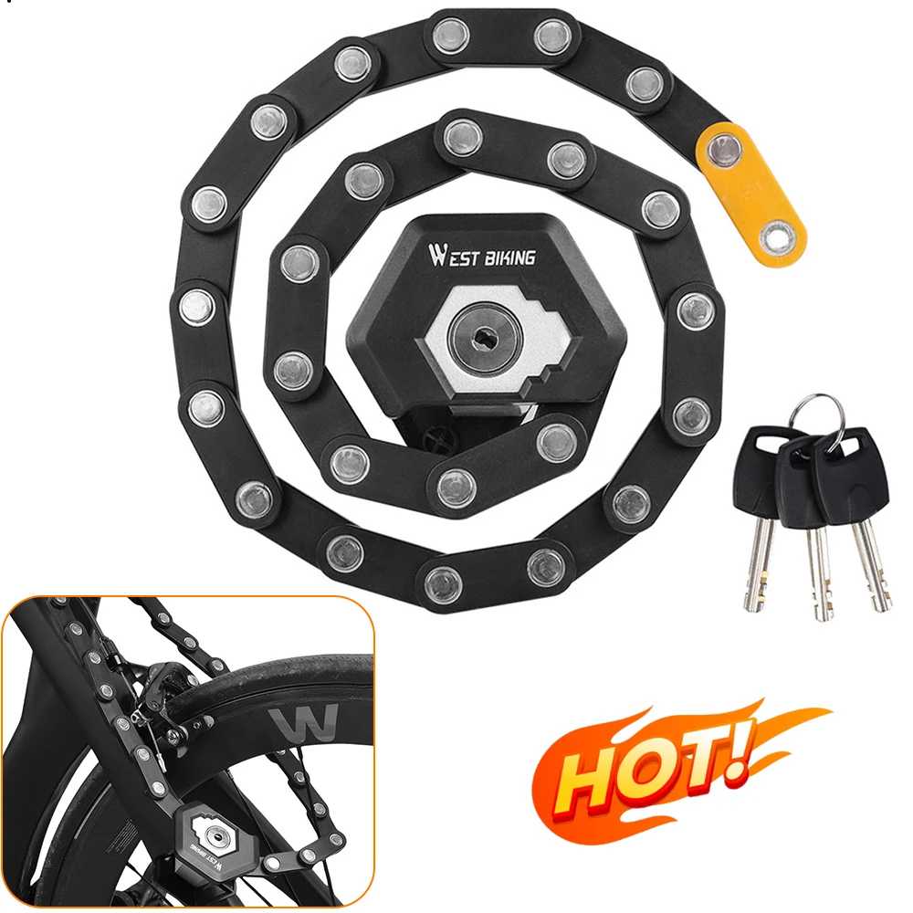 

Замок велосипедный складной с 3 ключами, 85 см, Противоугонный