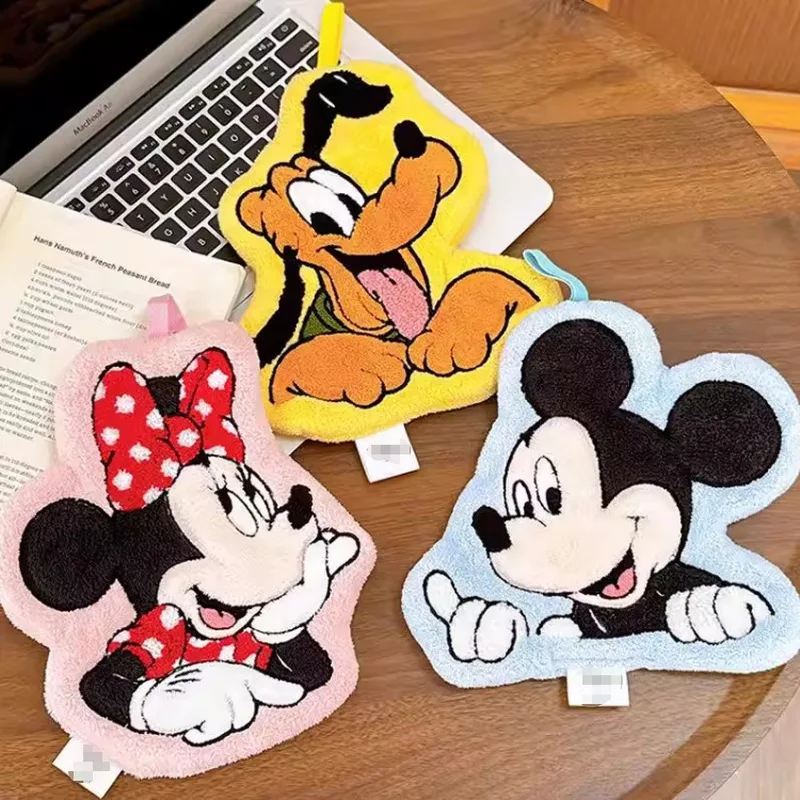 Cartoon Hand Towel Mickey Minnie Pluto Coral Velvet Absorbent Quick Drying Hanging Wipe Cloth For Bathroom Kitchen Adult Women 3
