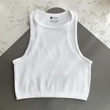  Rib Green Tank Top Femme Casual Sport Tops O Neck Solid Basic T-shirts Seamless Vest Streetwear Sleeveless Casual Sexy Crop Top 