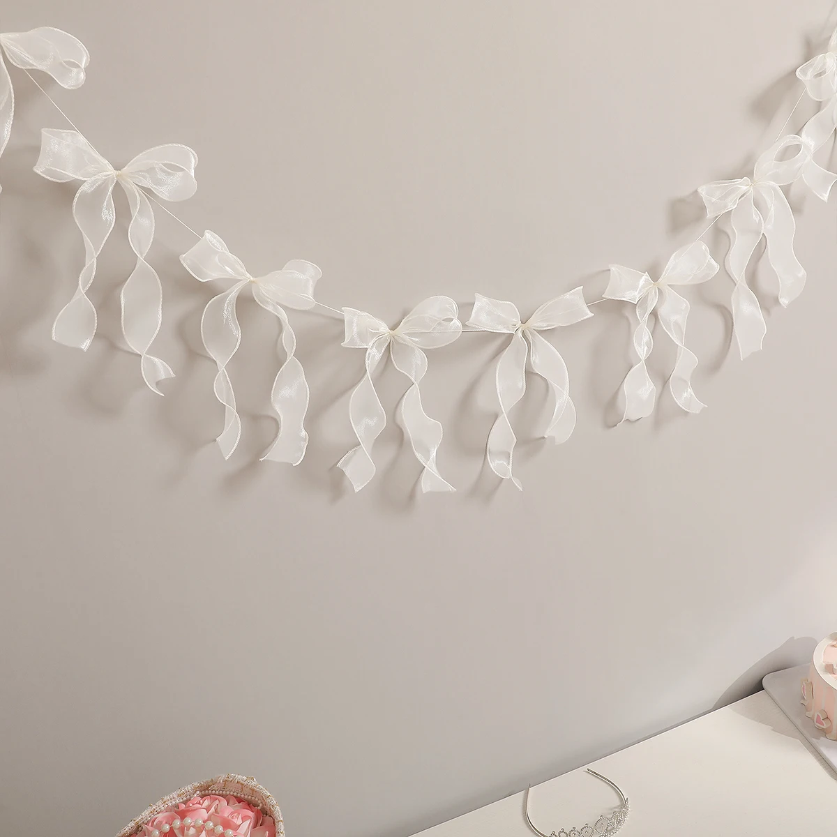 Elegant Multicolor Bow Ribbon Banner for Festive Wall Decoration