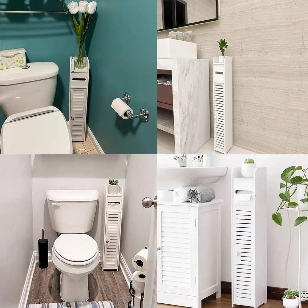 PRO. 3 Tier Bathroom High Cabinet Shelf slim Bathroom Toilet Rolling Cabinet Storage Toilets cabinet Organizer — view 6