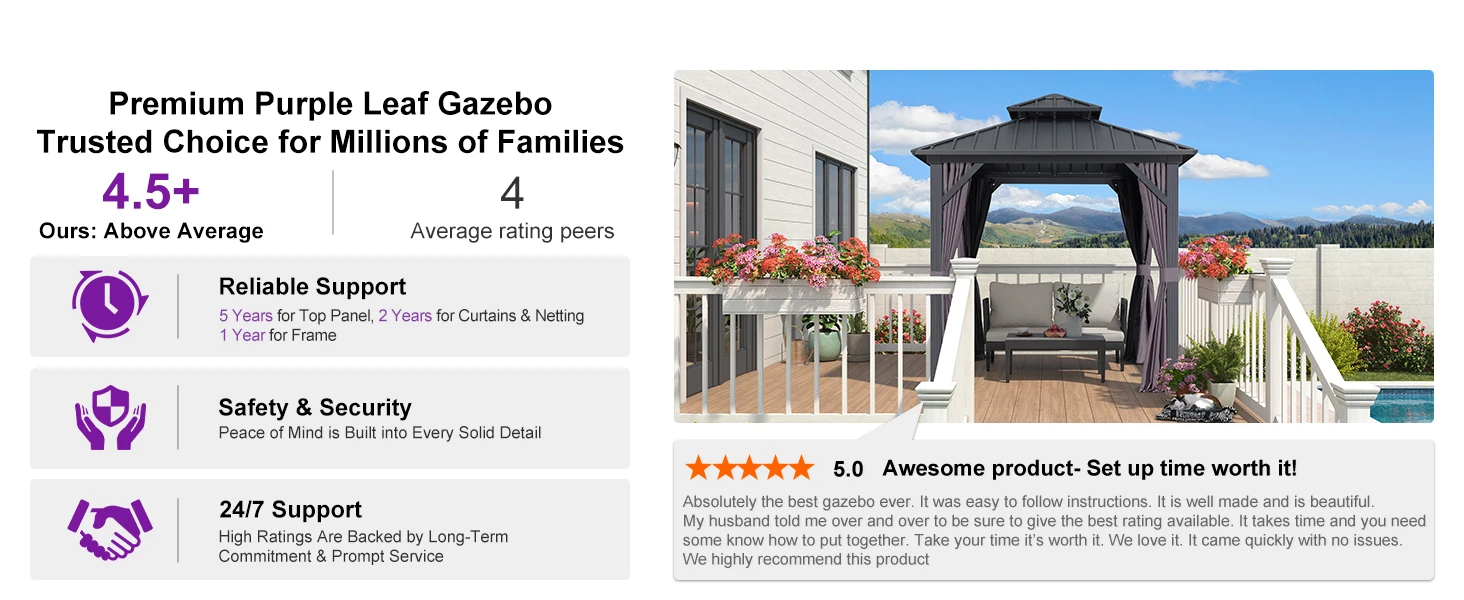 Patio Hardtop Gazebo Outdoor Pavilion Gazebo with Galvanized Steel Double Roof for Patio Lawn