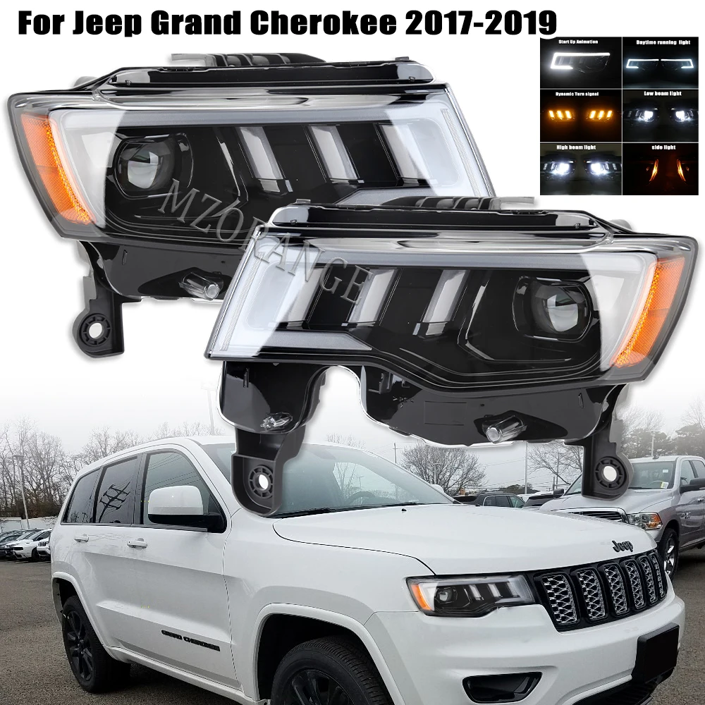 for Jeep Grand Cherokees 2017 2018 2019 Car Headlights Front Bumper