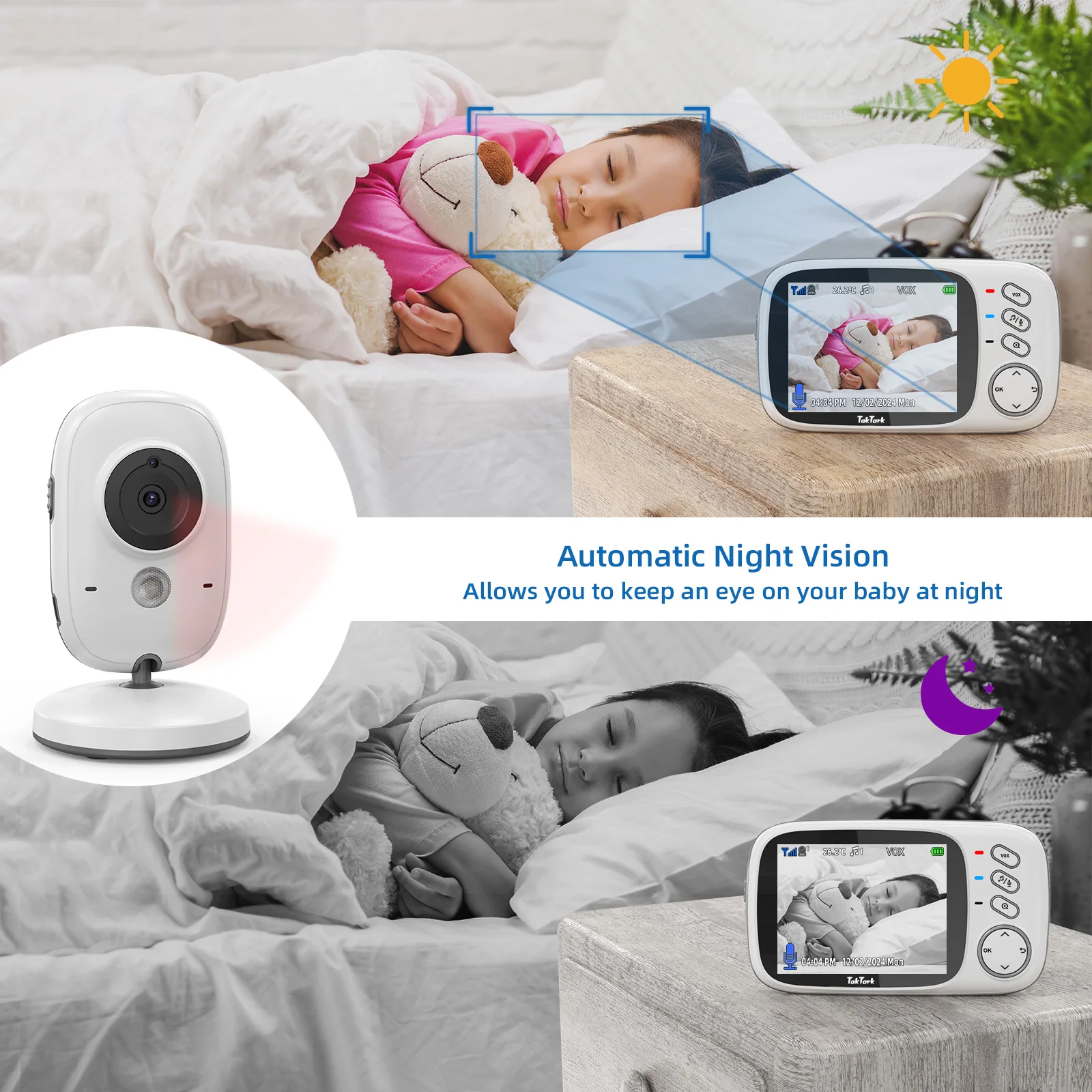 TakTark 3.2 Inch Wireless Video Baby Monitor Auto Night Vision Two-Way Intercom Temperature Monitoring Surveillance Camera Nanny 3 TakTark 3.2 Inch Wireless Video Baby Monitor Auto Night Vision Two-Way Intercom Temperature Monitoring Surveillance Camera Nanny 3