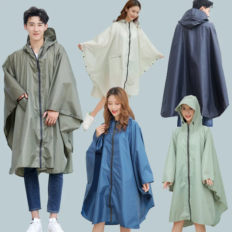 

Fashion Adult Waterproof Long Raincoat Women Men Rain Coat Hooded For Outdoor Hiking Travel Fishing Climbing Thickened