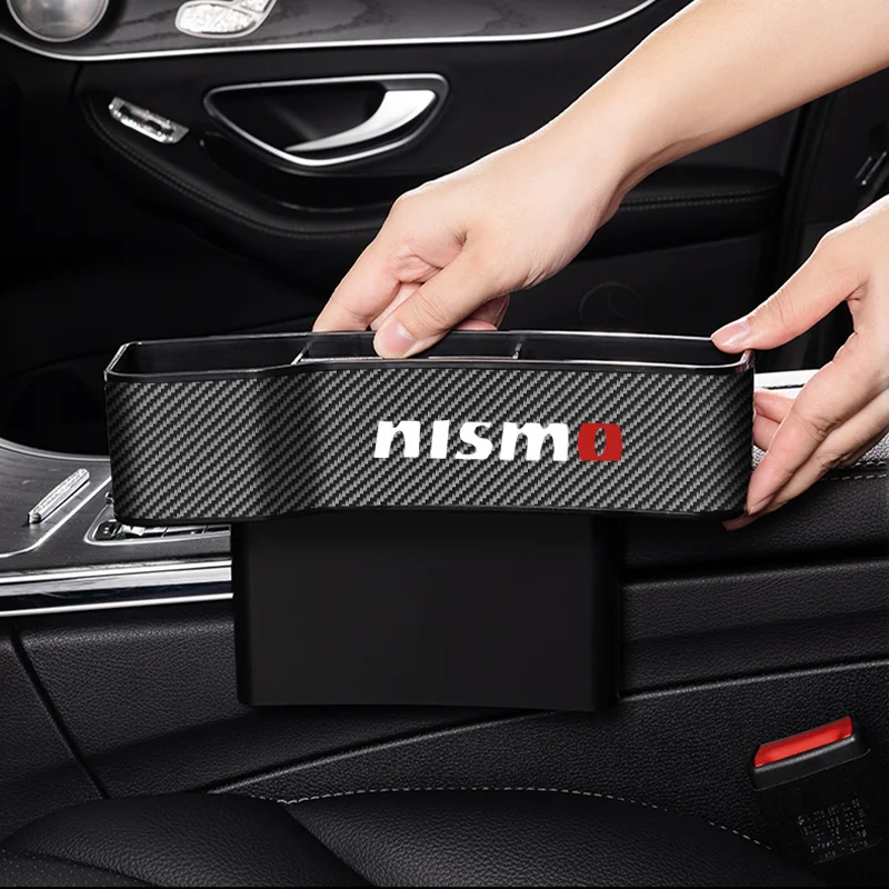 

4S Carbon Fiber Leather Organizer Car Front Seat Gap Storage Box for Nissan Tiida Sunny QASHQAI MARCH LIVINA TEANA X-TRAI Car Go