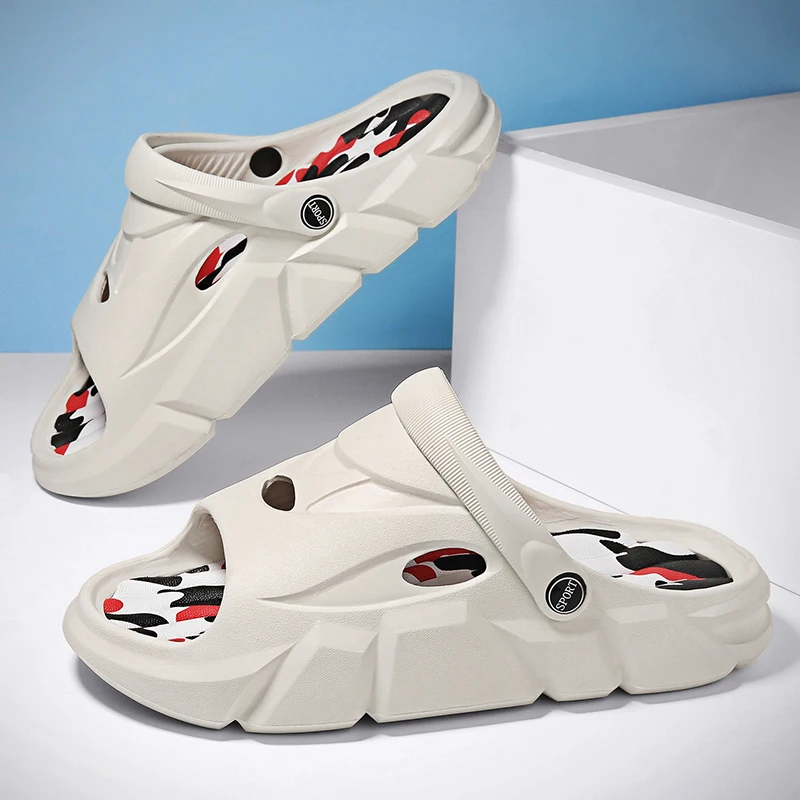 New Fashion Men Beach Slippers Sandals Dual-use Slides Non-slip Platform Comfortable Summer Shoes Women Massage Slippers Outdoor