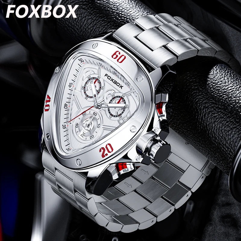 LIGE Fashion Luxury Man Watch Business Casual Waterproof Luminous Stainless Steel Quartz Wristwatch Creative Triangle Dial Clock