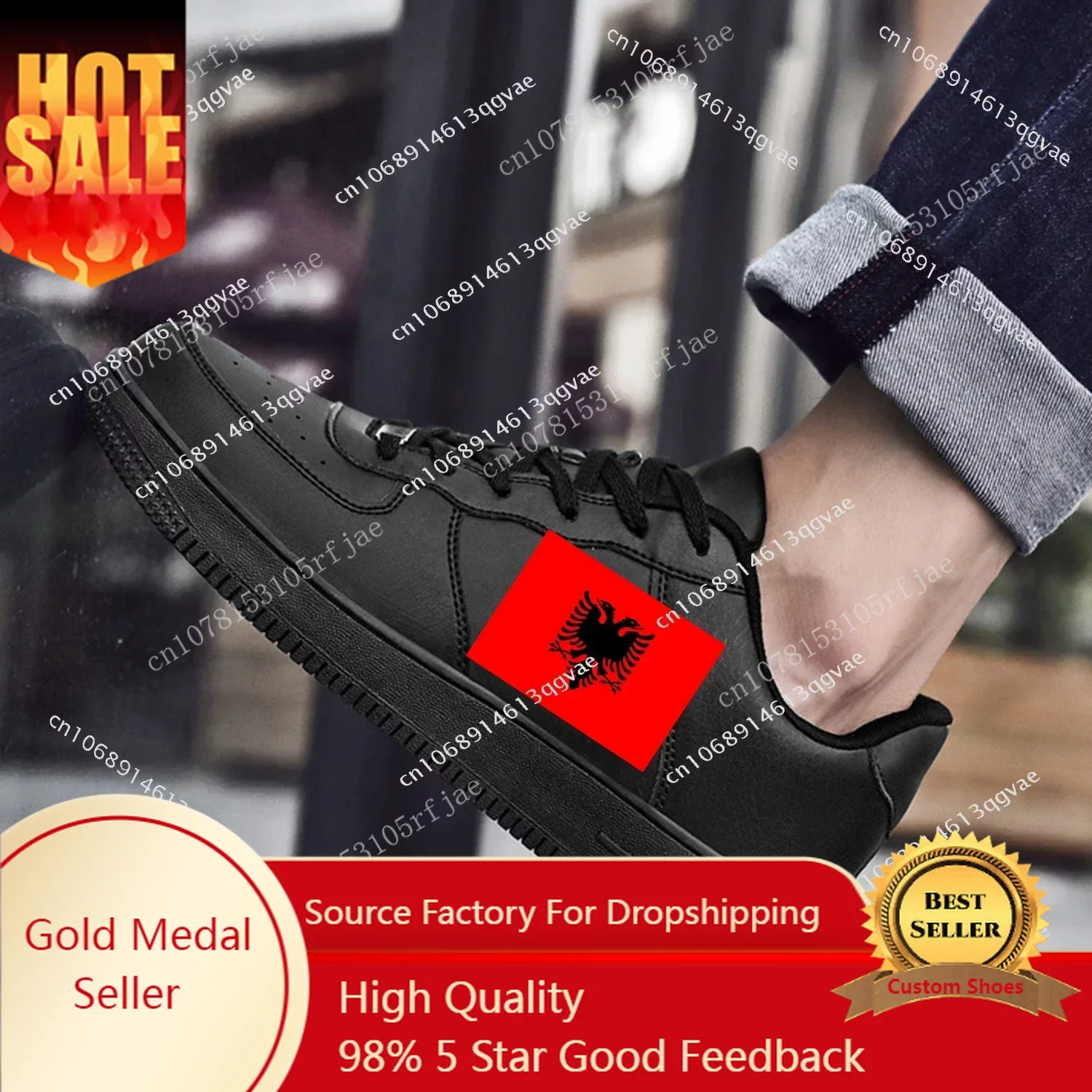 Albanian Flag AF Basketball Mens Womens Sports Running High Quality Flats Force Sneakers Lace Up Mesh Customized Made Shoe DIY