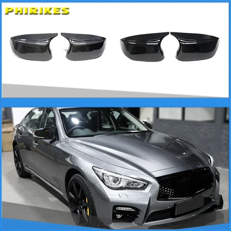 

Car Side Glossy Painted Styling Rearview Mirror Cover Caps Bright Black for Infiniti Q50 Q60 Q70 SQ50 XQ30 2014-2020