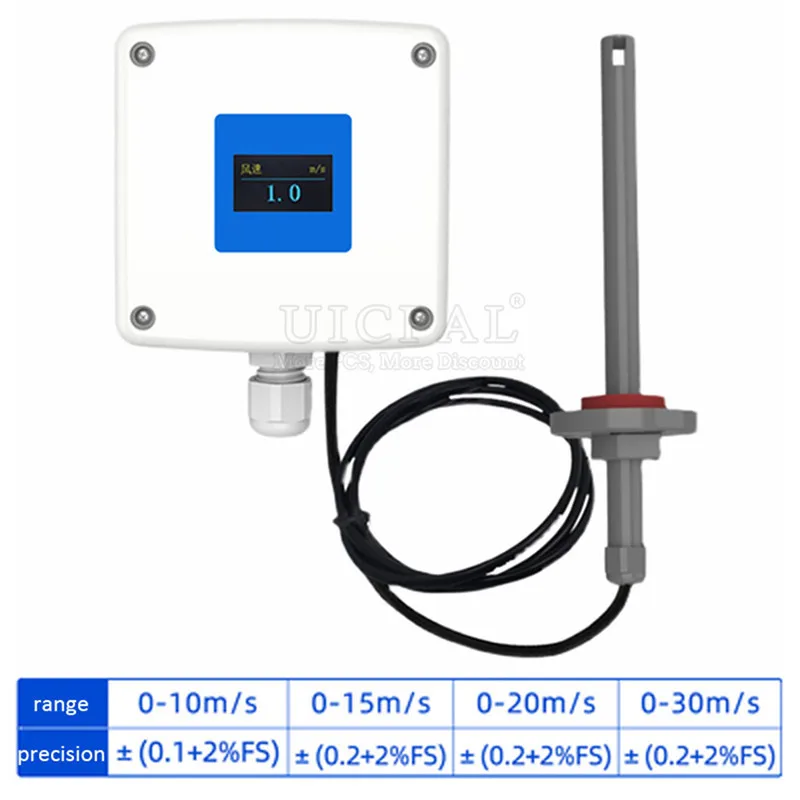 

Duct Wind Speed Measurement Transmitter High Accuracy Anemometer RS485 0-5V 0-10V 4-20MA Output Split Duct Wind Speed Sensor
