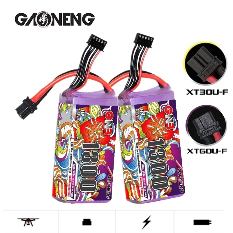 

Upgraded 120c/240c GNB 15.2v 1300mAh Lipo Battery For RC Helicopter Quadcopter FPV Racing Drone Spare Parts HV 4s Battery