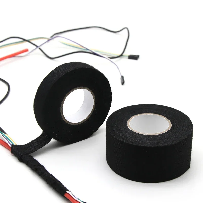 자동차 케이블 테이프 하네스 와이어링 직조 전기 열 테이프용 내열성 접착 천 원단 테이프, 롤 당 15m, 9-50mm