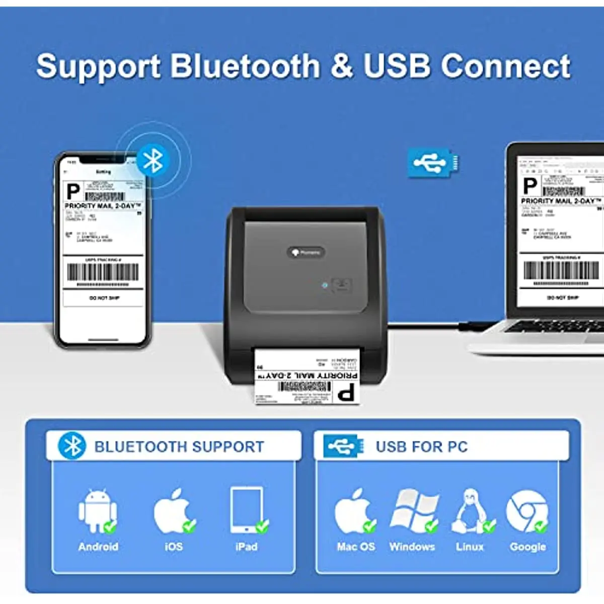 Phomemo Thermal Label Printer, 4X6 Shipping Label Printer for Small  Business, Wireless Label Printer for Package for Phone & Pad & PC, Used for  