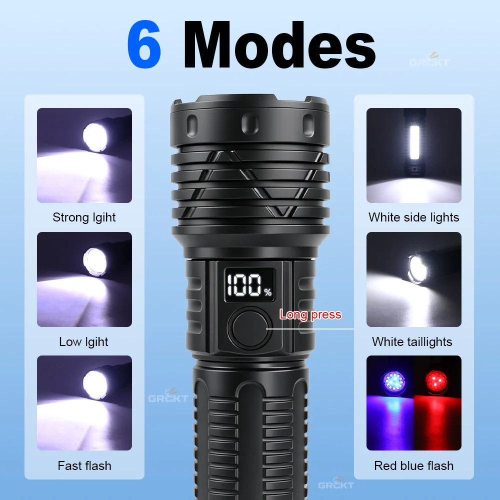 XHP 450 LED 슈퍼 밝은 손전등 USB 충전식 손전등 방수 줌 낚시 사냥 캠핑 전술 토치 랜턴