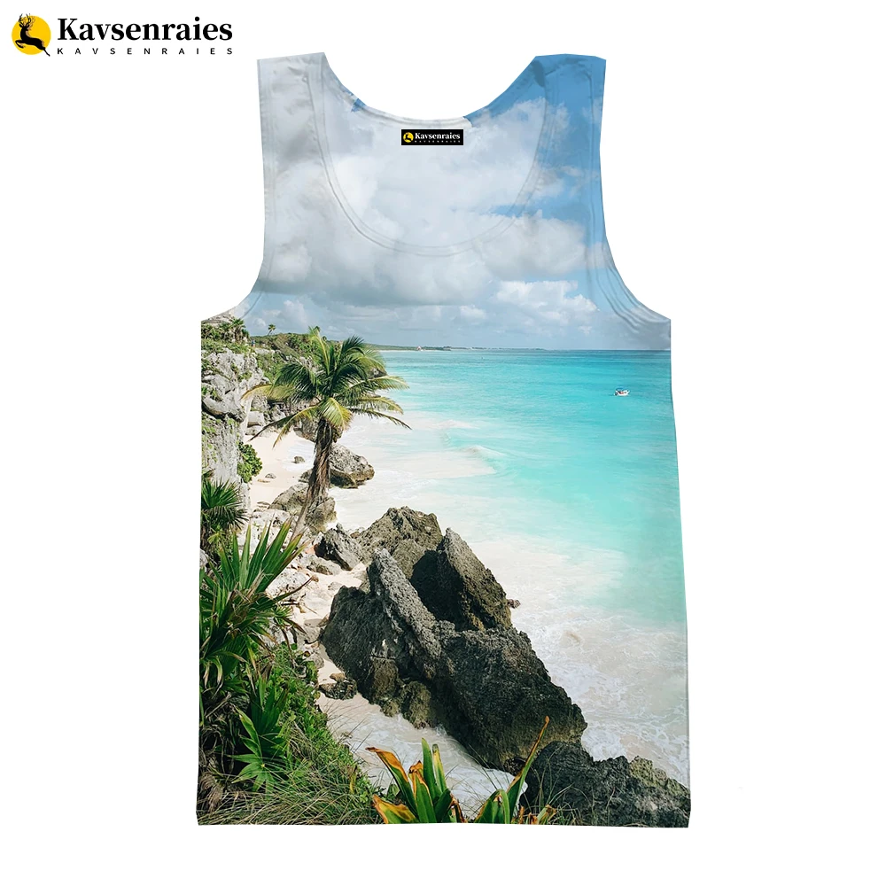 

2023 New Fashion Palm Tree Beach Sea Men's Tank Tops Hip Hop Casual Fitness Bodybuilding Gym Muscle Men Sleeveless Vest Shirt