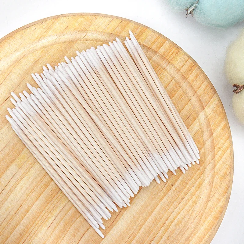 Disposable Ultra-small Cotton Swab Brush Lint Free Micro Wood Makeup Brushes Eyelash Extension Glue Removing Tools 100/300Pcs