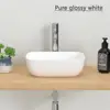 Small Bathroom Vessel Sink White Porcelain Ceramic Lavatory Wash Basin 14.5''x10'' Modern Impact-Resistant Design 365x250x115mm 6