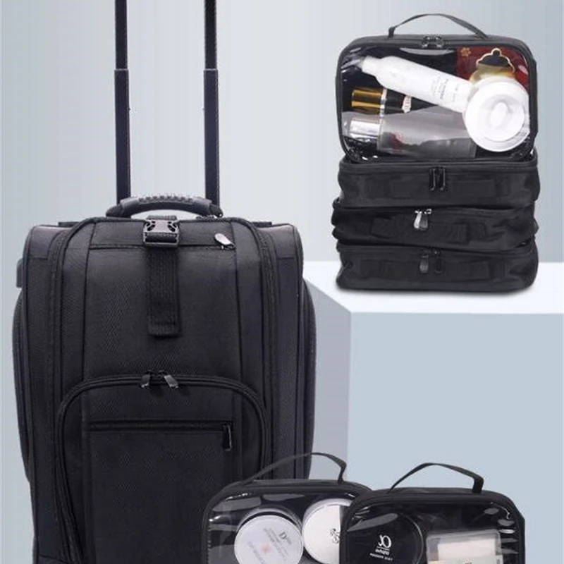 

Women Rolling Makeup Suitcase Trolley Cosmetic case organizer with wheels Makeup Spinner Train Case Travel Trolley Makeup Bag