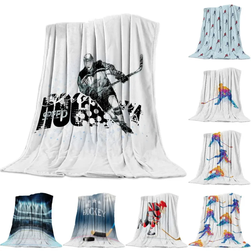

Ice Hockey Player Ice Speed Flannel Blanket for Bed Sofa Portable Soft Fleece Throw Blankets Funny Plush Bedspreads Queen King