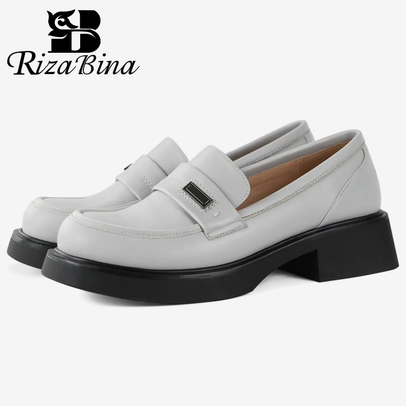 

RIZABINA Women Real Leather Shoes 2023 New Spring Loafers Woman'S Flats Leather Shoes Women Casual Shoes Footwear Size 36-40