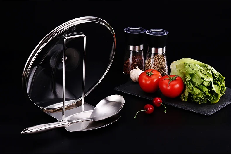 Stainless Steel Pot Lid Rack Detachable Pan Cover Shelf Kitchen Multifunctional Spatula Holder Spoon Stand Kitchen Accessories