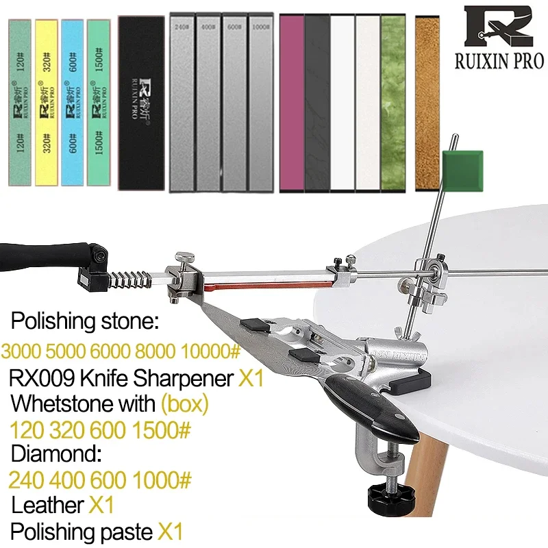 

RUIXIN Pro RX009 Knife Sharpener Fixed Angle Sharpening Machine System Whetstone Diamond Sharpening Stone Kitchen Sharpener Tool